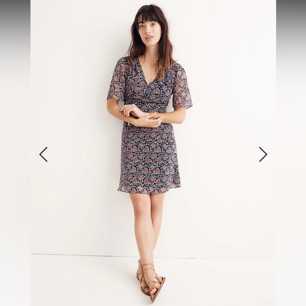 🎉HP🎉Madewell Orchard Flutter Sleeve Dress in Fan Floral Mix